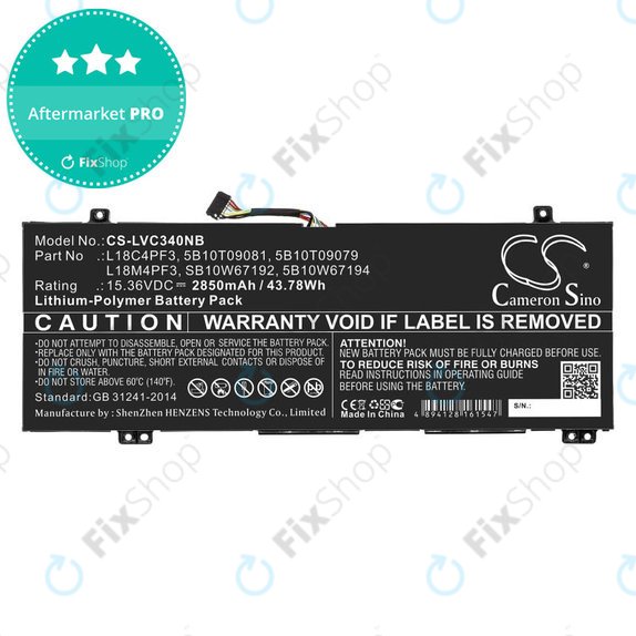 Bateria do Lenovo Ideapad C340, Ideapad Flex, 2850mAh, Li-Pol, 15.36V, L18C4PF3, HQ