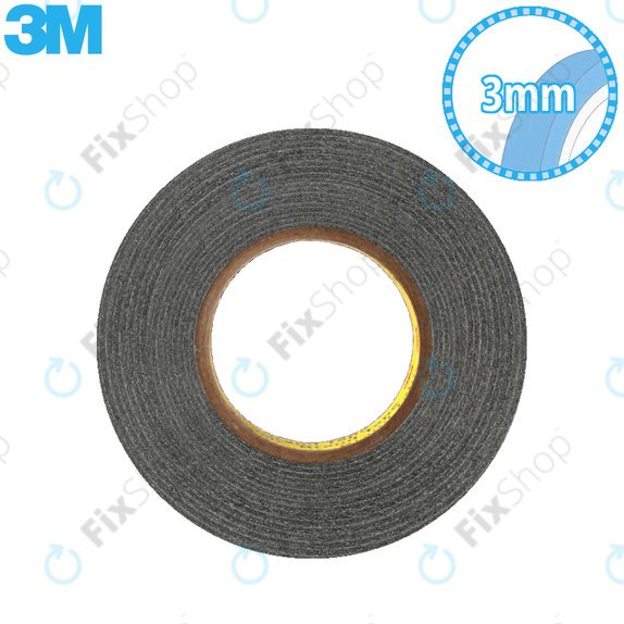 Taśma dwustronna 3M, 3mm x 50m, Czarny, Black