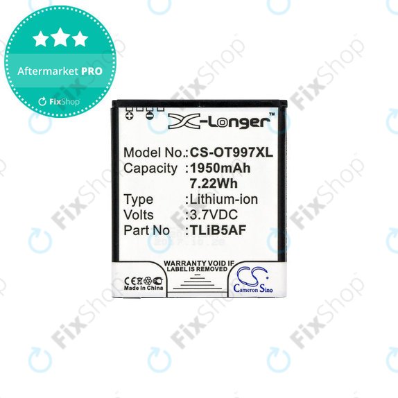 Bateria do Alcatel One Touch 997, X Pop, TCL S710, S800, 1950mAh, Li-Ion, 3.7V, TLiB5AF, HQ