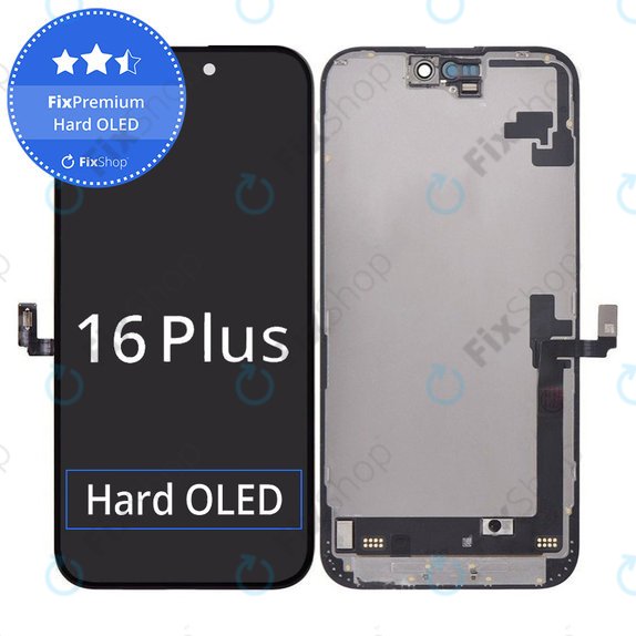Wyświetlacz Hard OLED dla iPhone 16 Plus, Ekran dotykowy z ramką, FixPremium