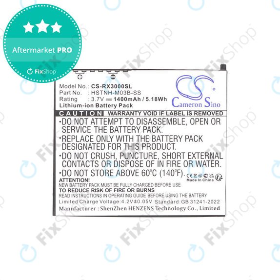 Bateria do HP Compaq iPAQ rx3000, rx3115, rx3700, hx2110, hx2790, 1400mAh, Li-Ion, 3.7V, HSTNH-M03B-SS, HQ