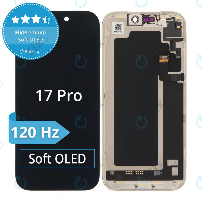 Wyświetlacz Soft OLED 120Hz dla iPhone 17 Pro, Ekran dotykowy z ramką, DIAGNOSTIC
