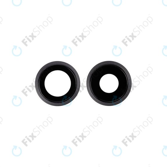 Szklo obiektywu tylnej kamery z ramka (2szt) do iPhone 11, Czarny, Black