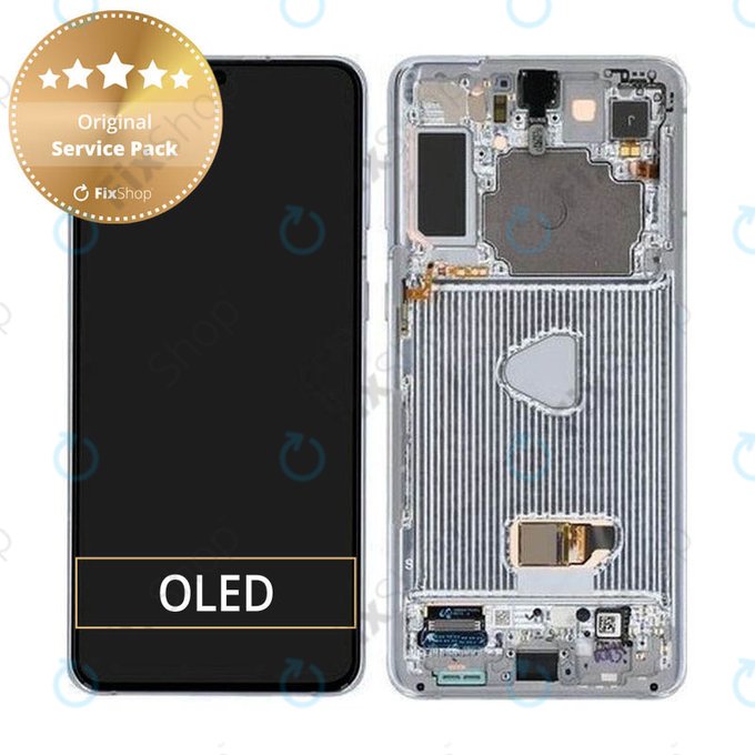 Wyświetlacz do Samsung S21 Plus G996B, Ekran dotykowy z ramką, GH82-24554C, GH82-27268C, GH82-24553C, Phantom Silver, Genuine Service Pack