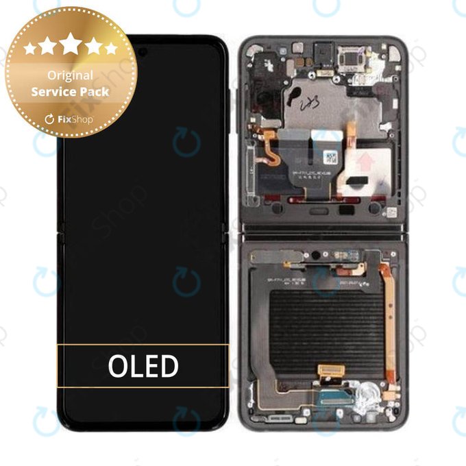Wyświetlacz do Samsung Z Flip 3 F711B, Ekran dotykowy z ramką, GH82-26273A, GH82-27243A, GH82-27244A, Phantom Black, Genuine Service Pack