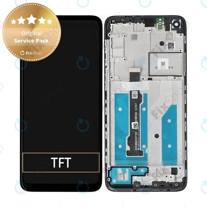 Wyświetlacz do Motorola Moto G8 XT2045, Ekran dotykowy z ramką, 5D68C16383, Czarny, Black, Genuine Service Pack