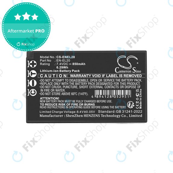 Bateria do Nikon Coolpix A, 850mAh, Li-Ion, 7.4V, EN-EL20, HQ