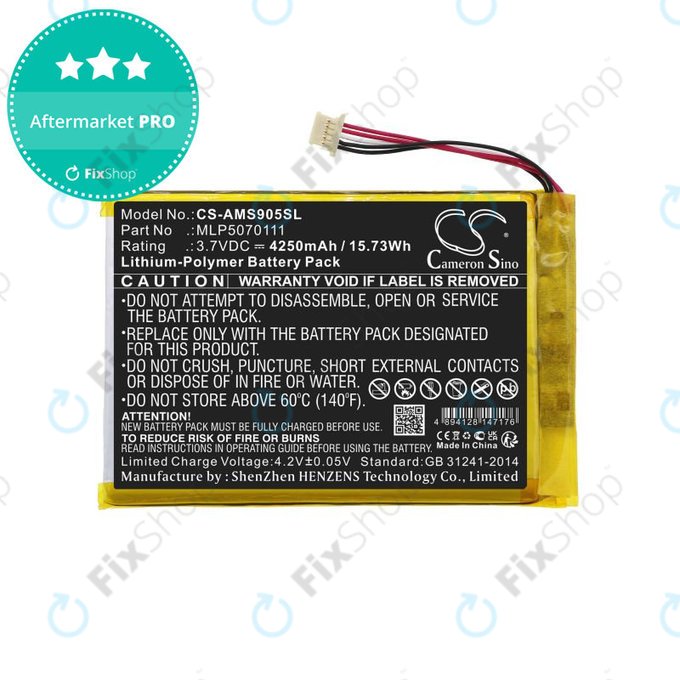 Bateria do Autel MaxiSys Mini, MaxiIM IM508, MS905, 4250mAh, Li-Pol, 3.7V, MLP5070111, HQ
