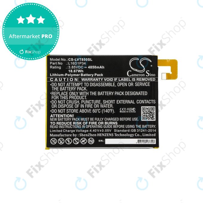 Bateria do Lenovo Tab 4, Lenovo TB850, 4850mAh, Li-Pol, 3.85V, L16D1P34, HQ
