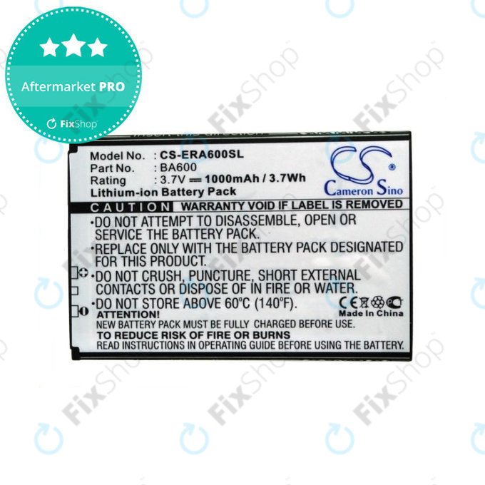 Bateria do Sony Ericsson Kumquat, ST25, ST25i, Xperia U, 1000mAh, Li-Ion, 3.7V, BA600, HQ