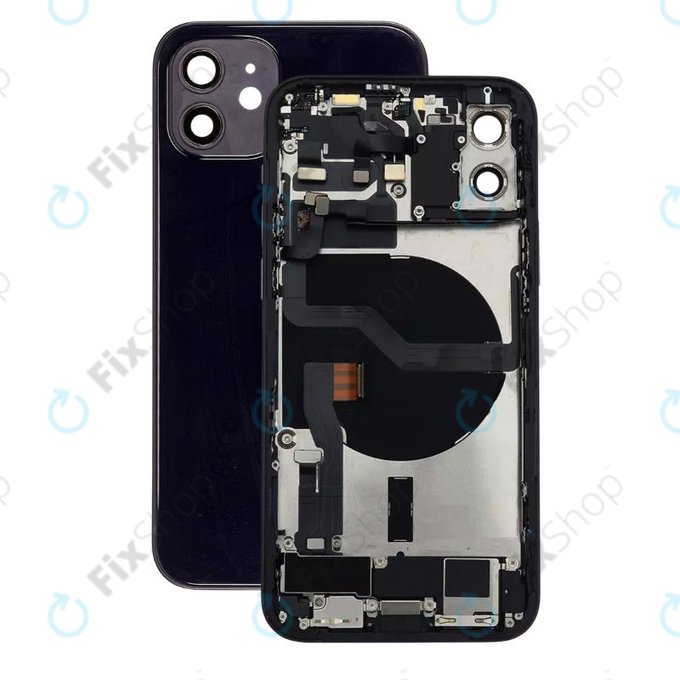 Tylna obudowa z malymi czesciami do iPhone 12, Czarny, Black