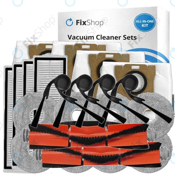 Zestaw części zamiennych do Xiaomi Robot Vacuum 5, 5 Pro (2x Główna szczotka, 4x Filtr, 4x Szczotka boczna, 8x Ściereczka mopująca, 4x Worek na kurz)