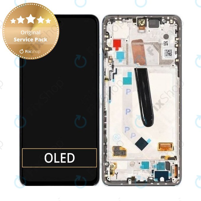 Wyświetlacz do Xiaomi Poco F3, Ekran dotykowy z ramką, 560004K11A00, Niebieski, Blue, Genuine Service Pack