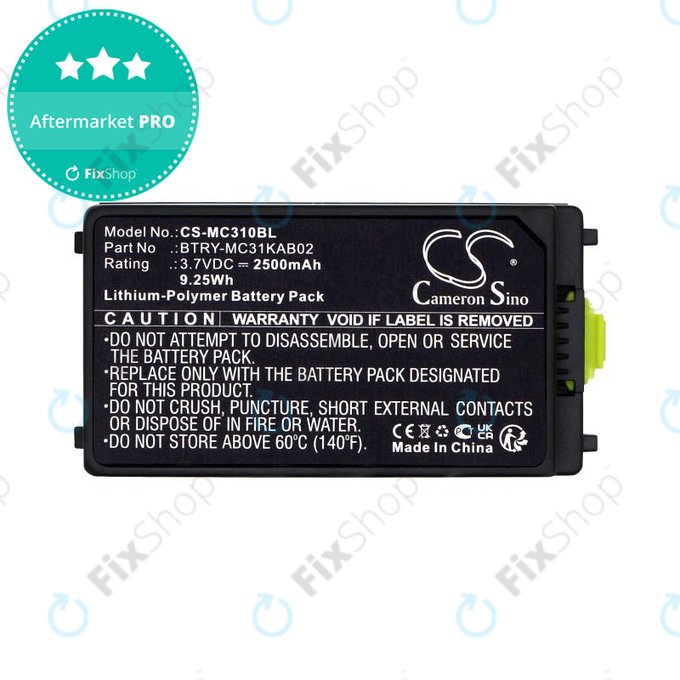 Bateria do Symbol, Zebra MC3100, MC3190, 2500mAh, Li-Pol, 3.7V, BTRY-MC31KAB02, HQ