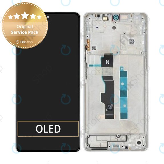 Wyświetlacz do Xiaomi Redmi Note 13 5G 2312DRAABC, Ekran dotykowy z ramką, Arctic White, 5600040N1700, Genuine Service Pack