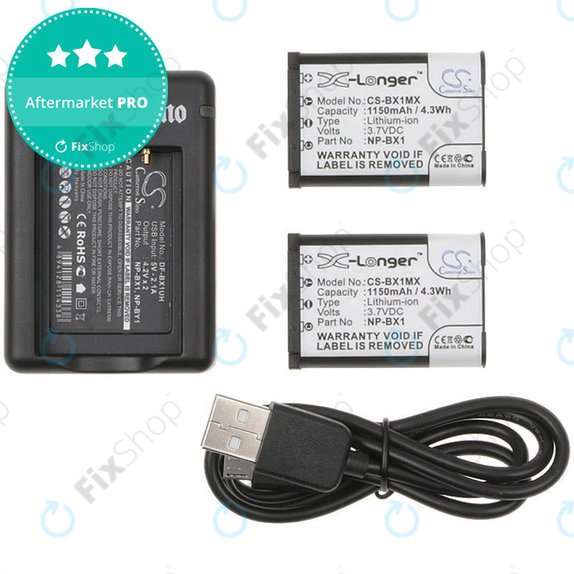 2 μπαταρίες με φορτιστή γιαSony Cyber-shot DSC-RX100, Cyber-shot DSC-WX300B, 1150mAh, Li-Ion, 7.4V, NP-BX1, HQ