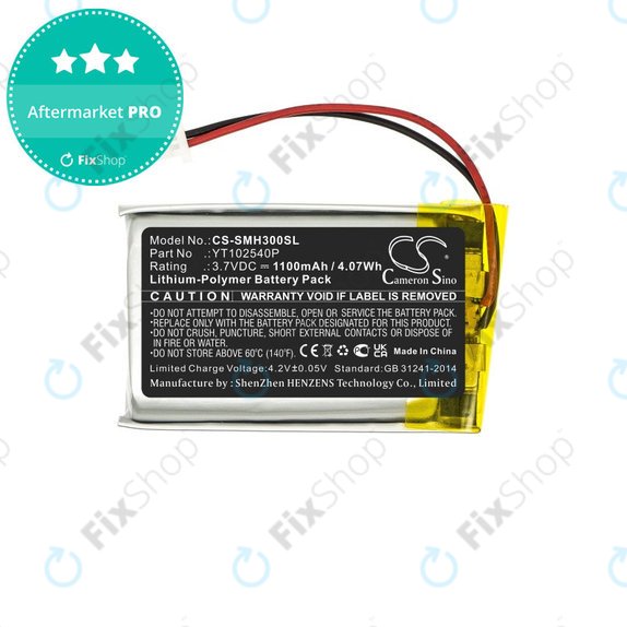 Bateria do Sena 30K, Sena 50S, SP46, 1100mAh, Li-Pol, 3.7V, YT102540P, HQ