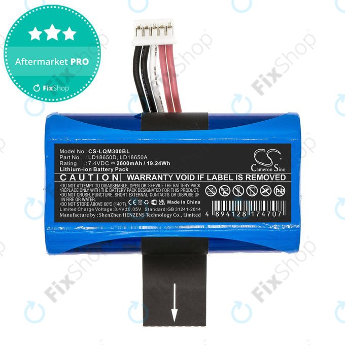 Bateria do Ingenico Apos A8, 2600mAh, Li-Ion, 7.4V, LD18650D, HQ