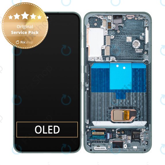 Wyświetlacz do Samsung S22 S901B, Ekran dotykowy z ramką, GH82-27520C, GH82-27521C, Zielony, Green, Genuine Service Pack