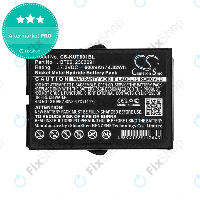 Bateria do Ikusi TM60, 61, 62, 600mAh, Ni-MH, 7.2V, BT06, HQ