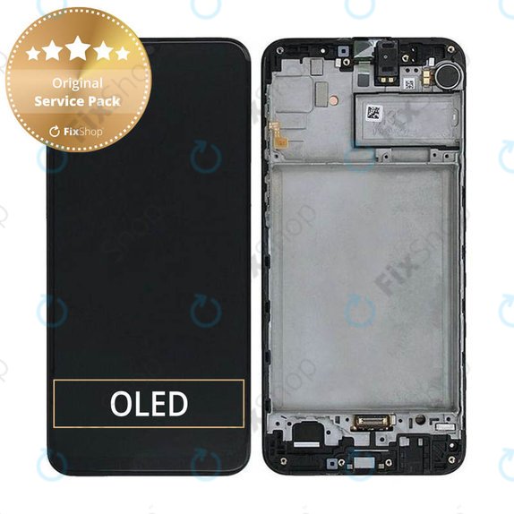 Wyświetlacz do Samsung M21 M215F, Ekran dotykowy z ramką, GH82-22509A, GH82-22836A, GH82-21266A, GH82-21265A, Czarny, Black, Genuine Service Pack