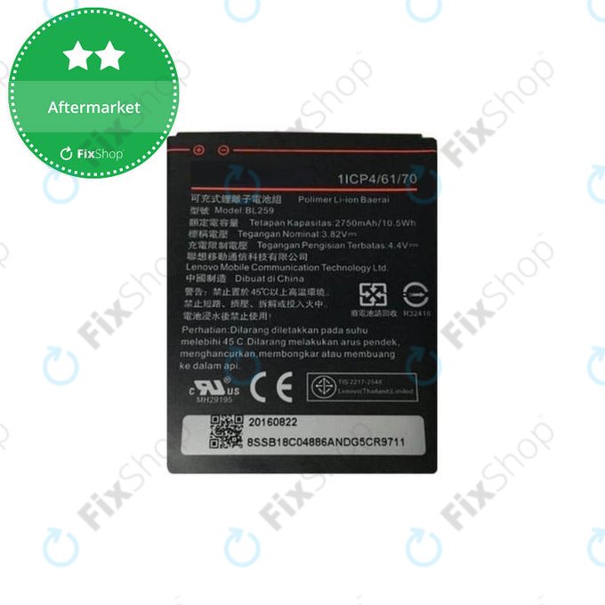 Bateria do Lenovo VIBE K5 A6020a40, K5 Plus A6020a46, C2 K10a40, BL259, 2750mAh