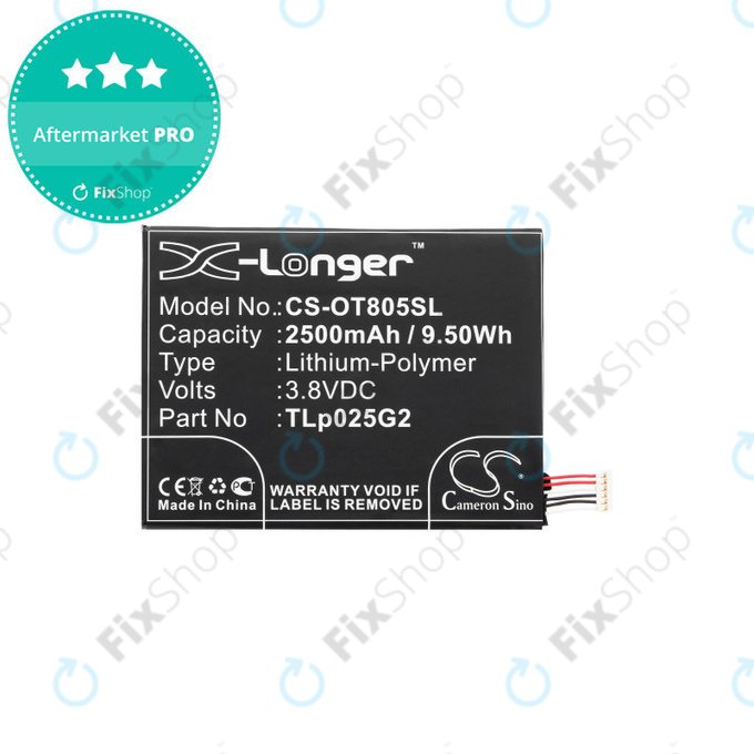 Bateria do Alcatel One Touch Pixi 8", 2500mAh, Li-Pol, 3.8V, TLp025G2, HQ