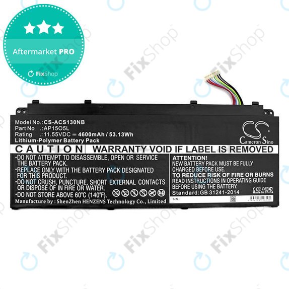 Bateria do Acer Aspire S13, Chromebook R13, 4600mAh, Li-Pol, 11.55V, AP15O3K, HQ