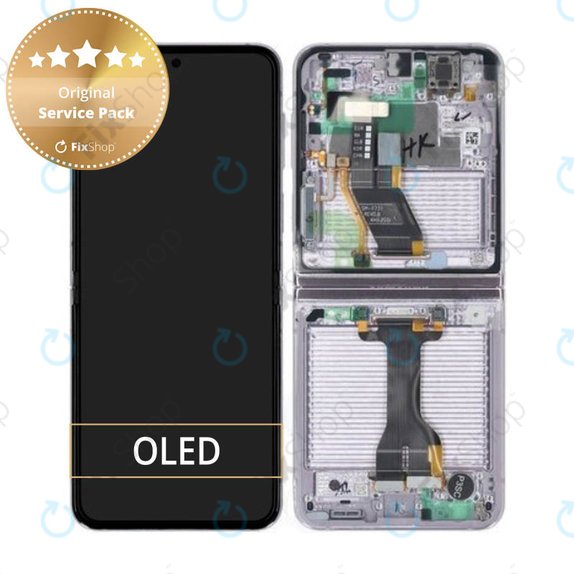 Wyświetlacz do Samsung Z Flip 5 F731B, Ekran dotykowy z ramką, Lawendowy, Lavender, GH82-31828C, GH82-31827C, Genuine Service Pack