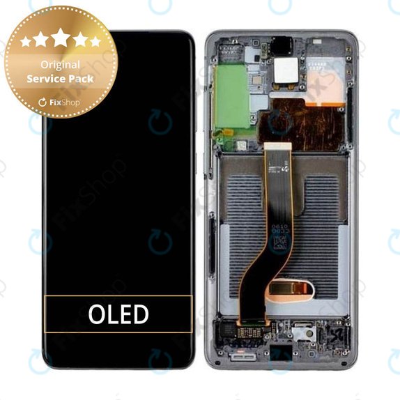 Wyświetlacz do Samsung S20 Plus G985F, Ekran dotykowy z ramką, GH82-22134E, GH82-22145E, Cosmic Gray, Genuine Service Pack