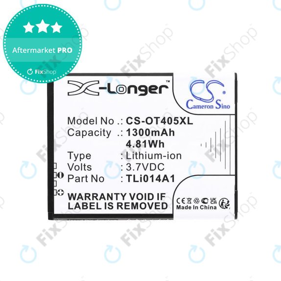Bateria do Alcatel OneTouch Evolve, 1300mAh, Li-Ion, 3.7V, TLi014A1, HQ