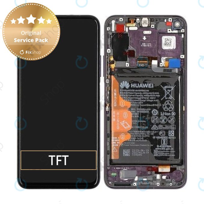Wyświetlacz do Huawei Honor 20 Pro, Ekran dotykowy z ramką i baterią, 02352VKJ, Fioletowy, Purple, Genuine Service Pack