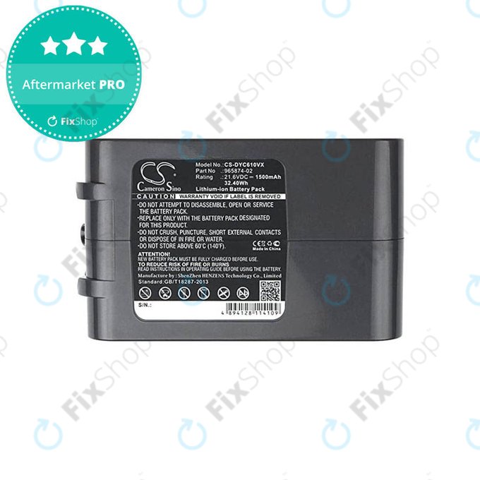 Bateria do Dyson DC-seria, V6, 965874-02, Li-Ion, 21,6V 1500mAh, HQ