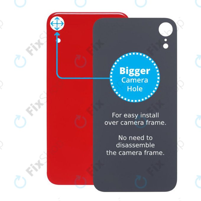 Tylne szklo z duza dziura na aparat do iPhone XR, Czerwony, Red