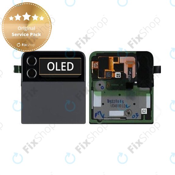 Wyświetlacz (External) do Samsung Z Flip 4 F721B, Ekran dotykowy z ramką, GH97-27947A, Grafitowy, Graphite, Genuine Service Pack