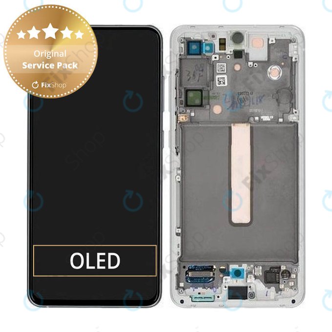 Wyświetlacz do Samsung S21 FE G990B, Ekran dotykowy z ramką, GH82-26414B, GH82-26420B, GH82-26590B, Biały, White, Genuine Service Pack
