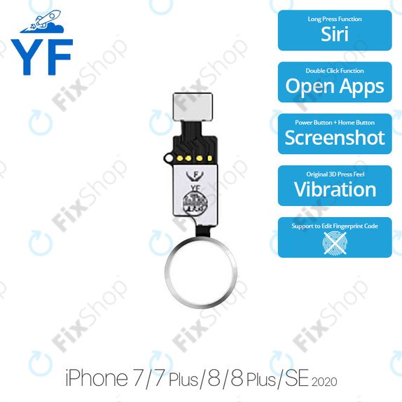 Przycisk Home do iPhone 7, 7 Plus, 8, 8 Plus, SE (2020), SE (2022), YF, Srebrny, Silver