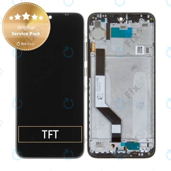 Wyświetlacz do Xiaomi Redmi Note 7, Ekran dotykowy z ramką, 5606100920C7, 560610100033, 560610125033, Space Black, Genuine Service Pack