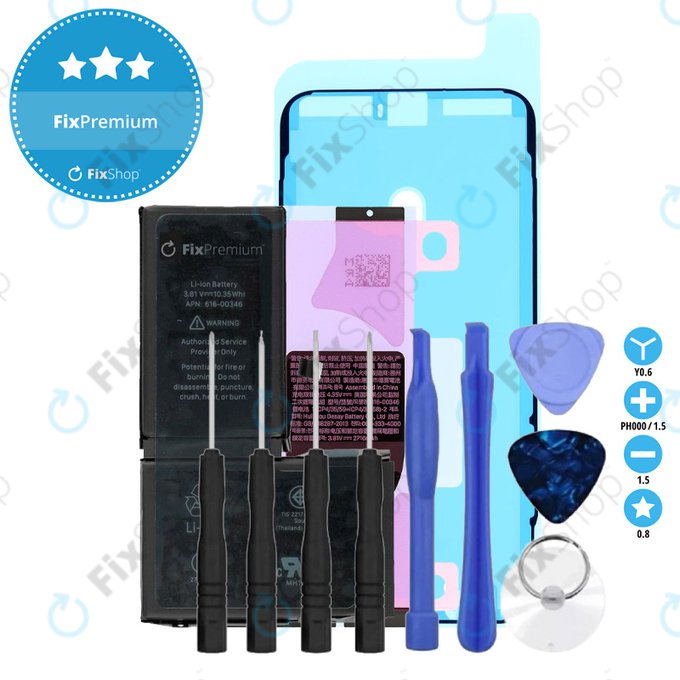 Bateria dla iPhone X, 2716mAh, Klej (Adhesive), Narzędzia, FixPremium