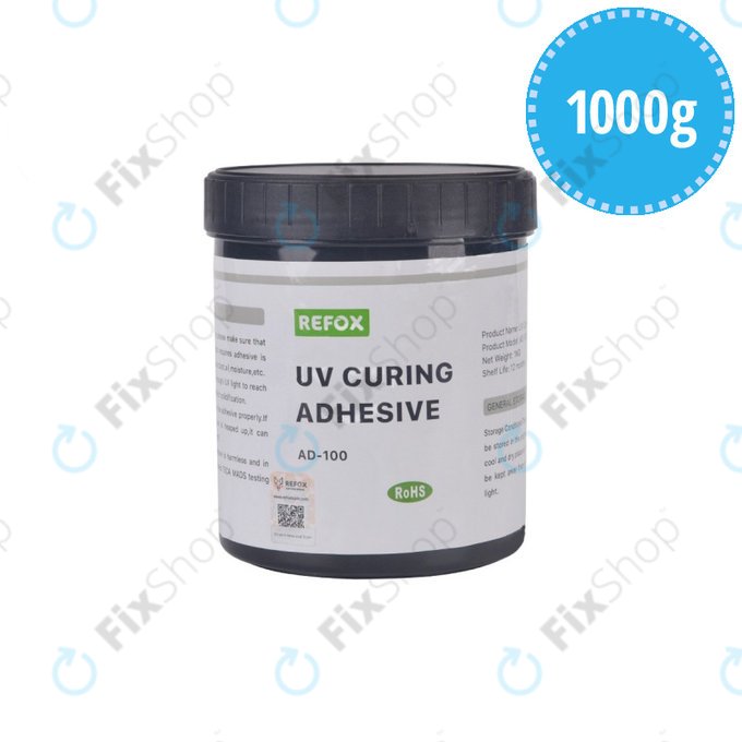 Wodoodporny klej utwardzany UV, 1kg, Refox AD-100