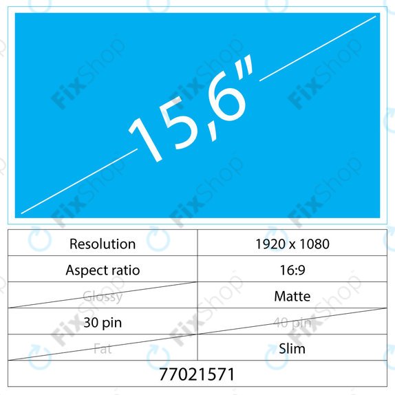 Wyświetlacz 15.6" LCD NanoEdge Matte, 30 pin, Full HD, Bez uchwytów
