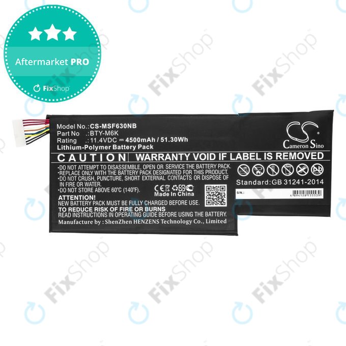 Bateria do MSI GF63, MSI GF75, MSI GS63, 4500mAh, Li-Pol, 11.4V, BTY-M6K, HQ
