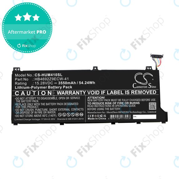 Bateria do Honor MagicBook 14, Huawei MateBook D14, MediaPad D14, MagicBook 14, 3550mAh, Li-Pol, 15.28V, HB4692Z9ECW-41, HQ
