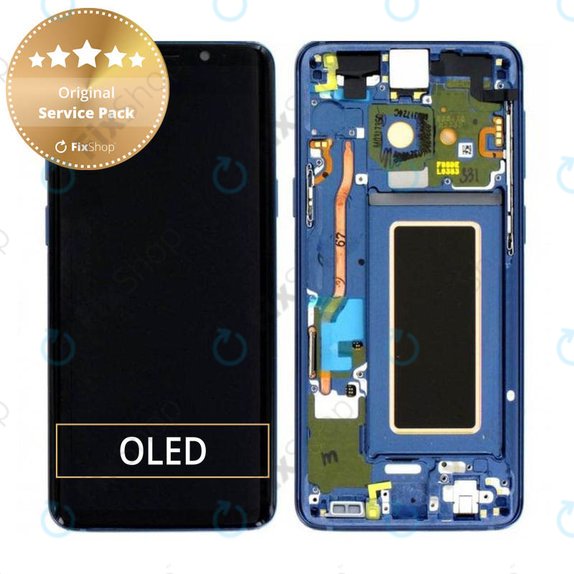 Wyświetlacz do Samsung S9 G960F, Ekran dotykowy z ramką, GH97-21696D, GH97-21697D, Coral Blue, Genuine Service Pack