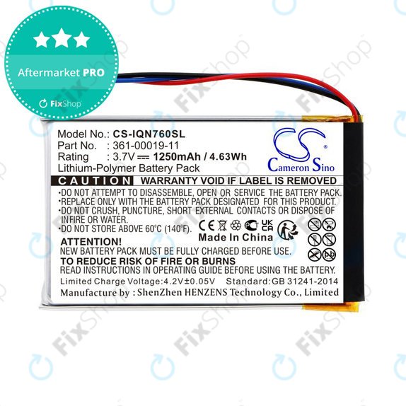 Bateria do Garmin Nüvi 700, 710, 760, 765, Nuvi 3590, 1250mAh, Li-Pol, 3.7V, 361-00019-11, HQ