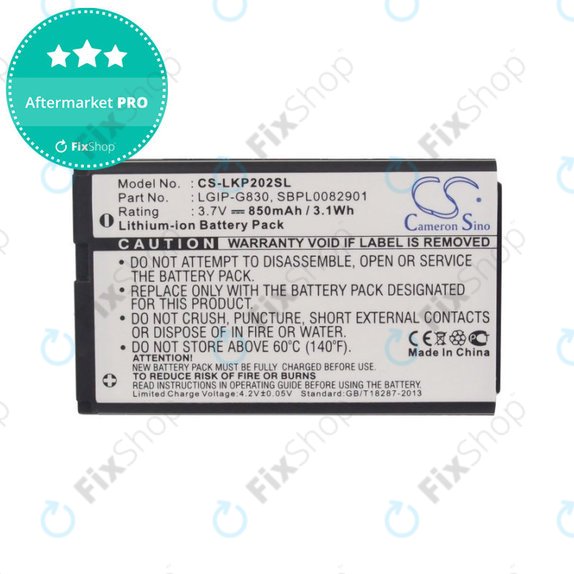 Bateria do LG KG120, 850mAh, Li-Ion, 3.7V, LGIP-G830, HQ