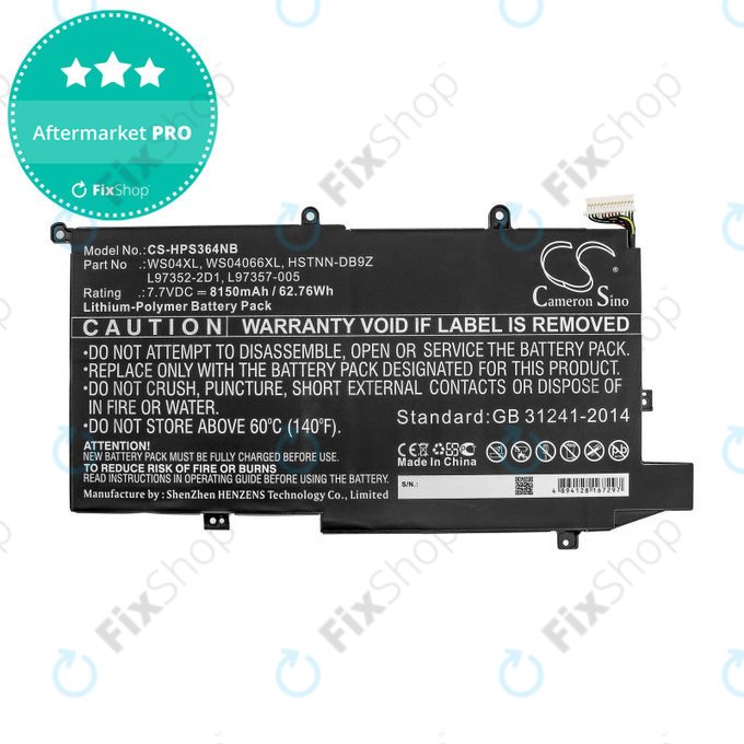 Bateria do HP Spectre X360 14-EA0002NI, X360 14-EA0002NX, 8150mAh, Li-Pol, 7.7V, WS04XL, HQ