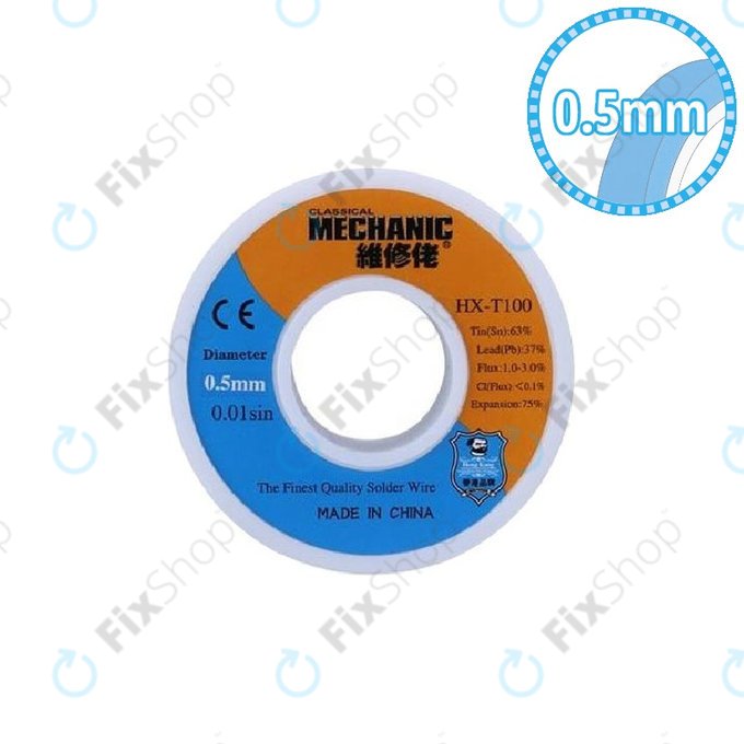Wysokiej jakości drut lutowniczy Sn/Pb – 0.5mm, Mechanic HX-T100