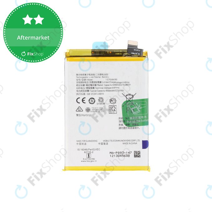 Bateria do Oppo Reno 7 5G, Find X3 Neo, Find X5 Lite, BLP855, 4500mAh