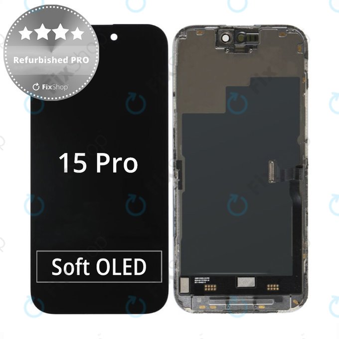 Wyświetlacz dla iPhone 15 Pro, Ekran dotykowy z ramką, Refurbished PRO